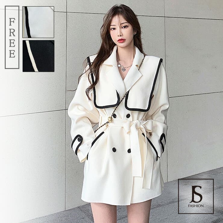 スプリングコート 配色ミディアムコート全2色 2way 品番 Jsfw Js Fashion ジェーエスファッション のレディース ファッション通販 毎日送料無料 Shoplist ショップリスト