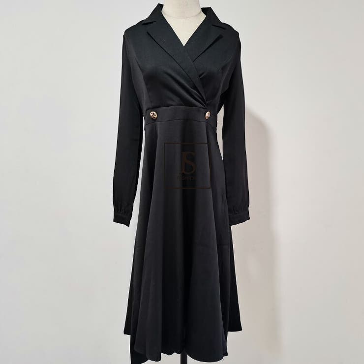 春の装い❤️ウエストマーク ロングワンピース フレンチブラック ワンピース レディース ロング 夏 ロングワンピース 半袖