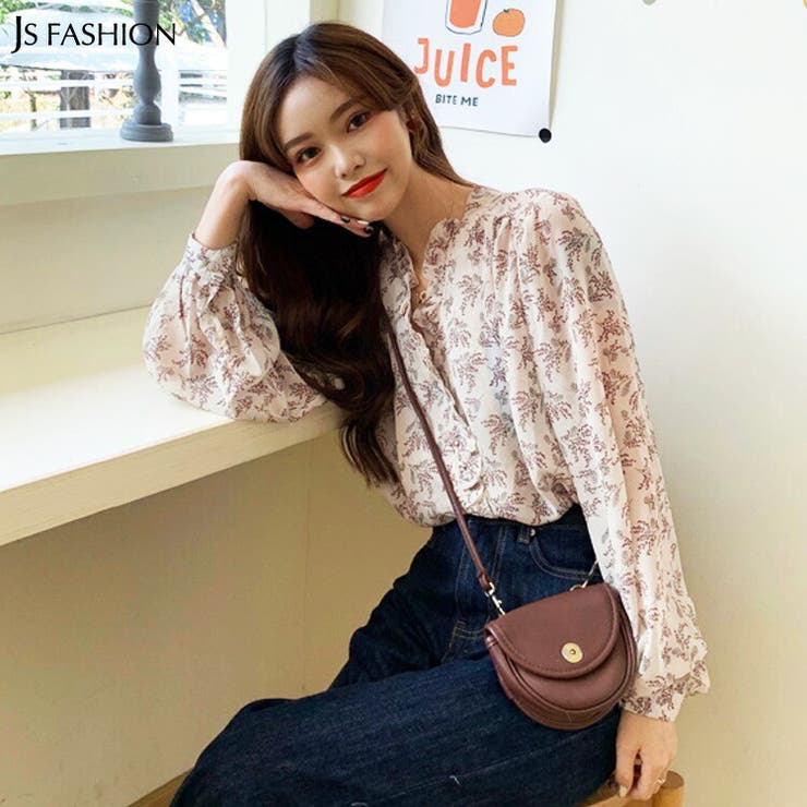 花柄シアートップス 全3色 シフォン[品番：JSFW0008348]｜JS