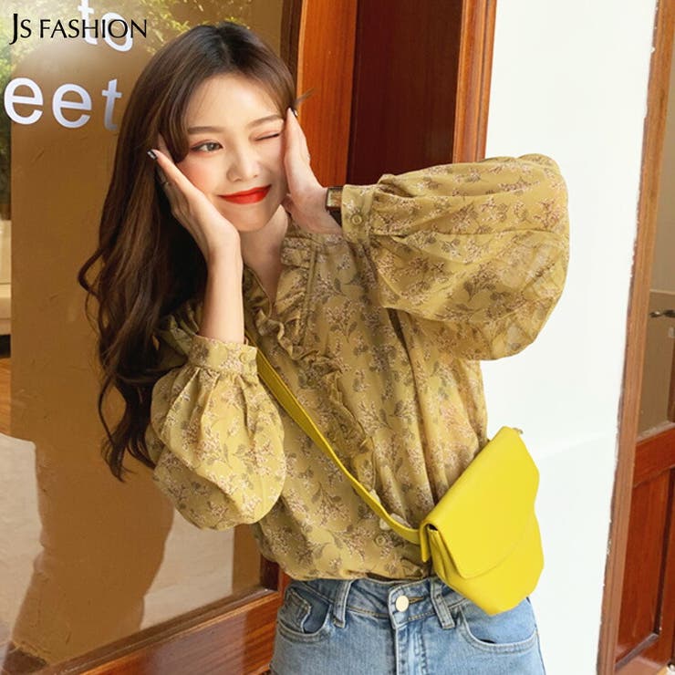 花柄シアートップス 全3色 シフォン[品番：JSFW0008348]｜JS FASHION