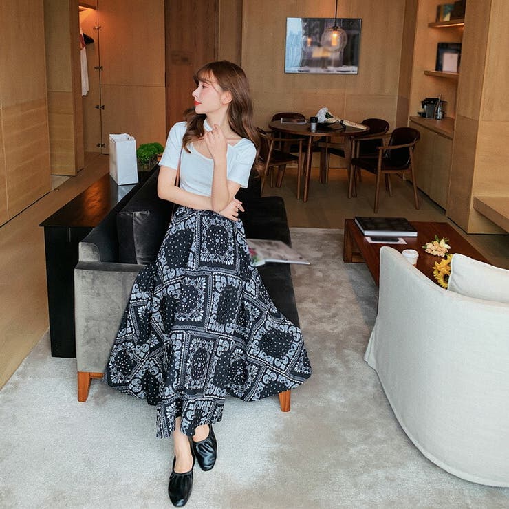 ロングスカート ペイズリー柄 ロング丈[品番：JSFW0008395]｜JS