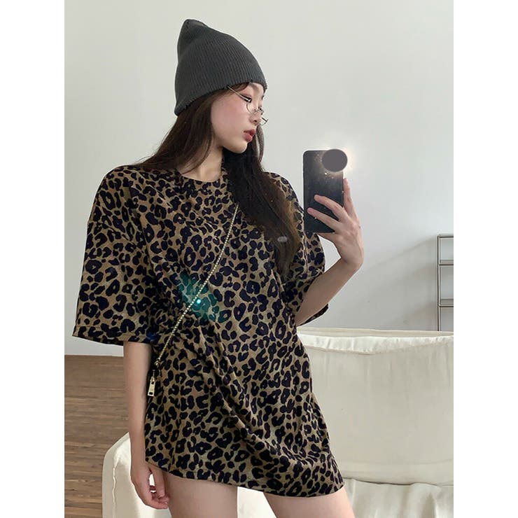 Black by moussy 豹柄 ロングニット カットソー（大きいサイズ