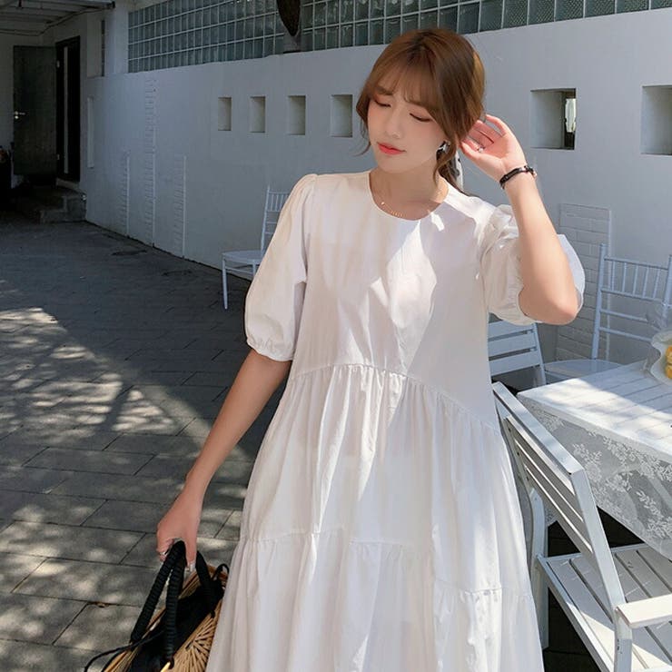 ロングワンピース 全3色 パフスリーブ[品番：JSFW0008500]｜JS