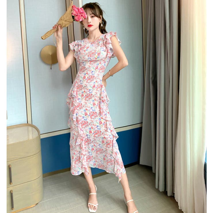 エッセンシャルズ ミニドレス予約16春新作可愛い花柄ジャガード織りミニ丈ワンピース金ピンクs 3l Yj 3510 Finalsale対象商品30 Off Elskaveda Com