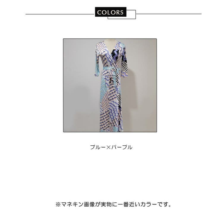 カシュクールワンピース 前開く 総柄 | JS FASHION | 詳細画像14 