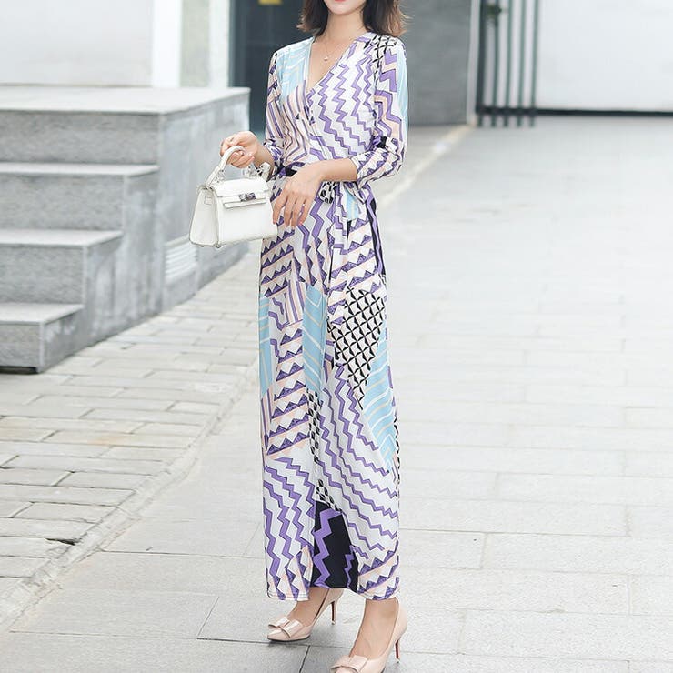 カシュクールワンピース 前開く 総柄 | JS FASHION | 詳細画像4 