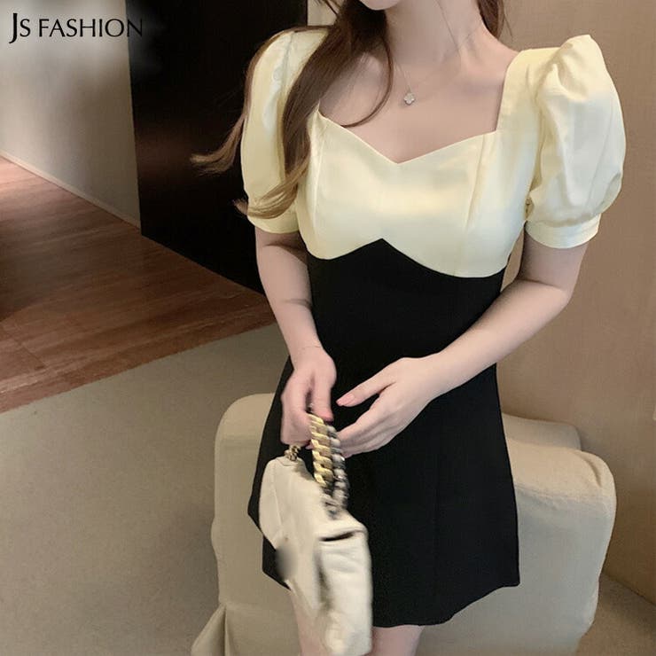 ミニワンピース バイカラー パフスリーブ 品番 Jsfw Js Fashion ジェーエスファッション のレディースファッション通販 Shoplist ショップリスト