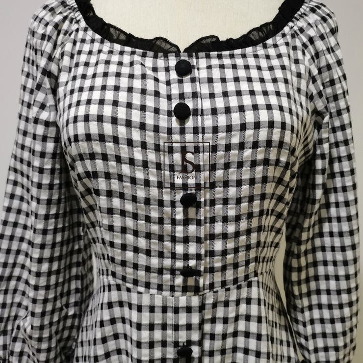 チェック柄Aラインワンピース ギンガムチェック ロング丈[品番