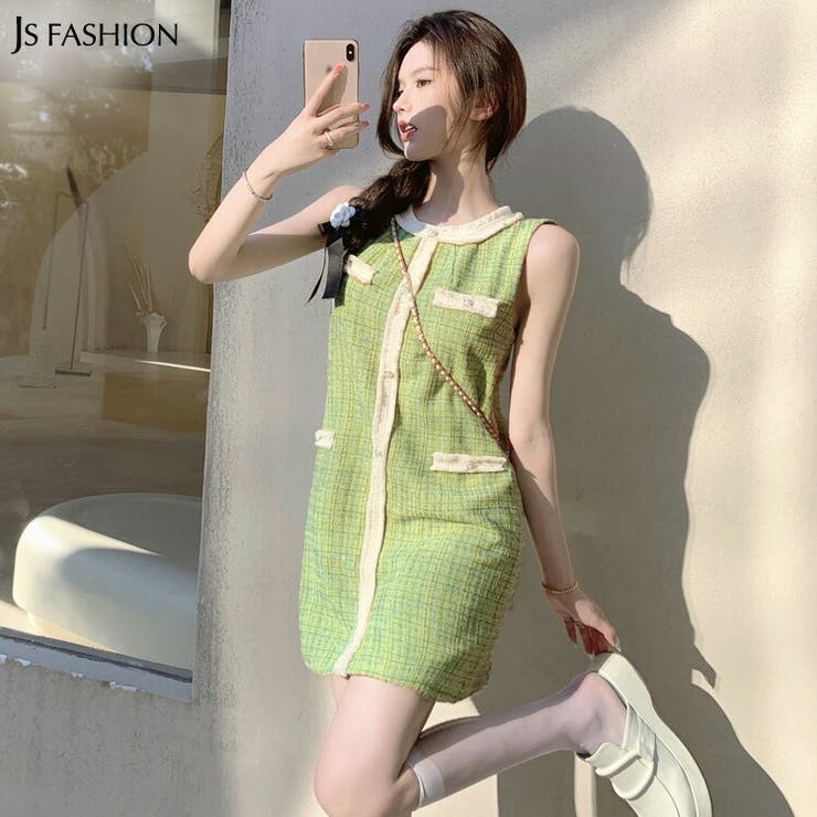 ツイードワンピース ノースリーブ Aライン 品番 Jsfw Js Fashion ジェーエスファッション のレディースファッション通販 Shoplist ショップリスト