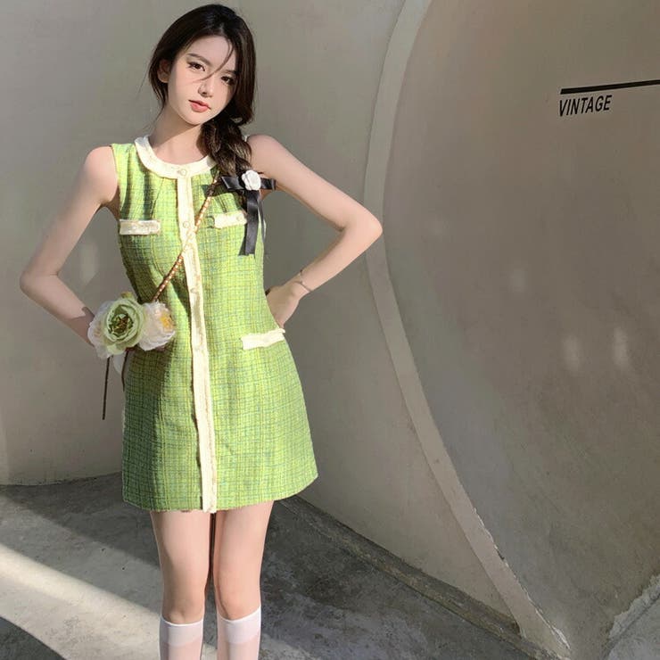 ツイードワンピース ノースリーブ Aライン 品番 Jsfw Js Fashion ジェーエスファッション のレディースファッション通販 Shoplist ショップリスト