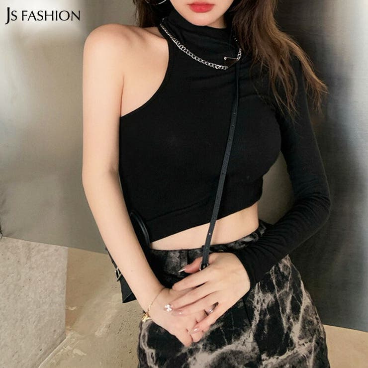 新品未使用Girlish⭐︎ピンタックショルダートップス ワンショルダーカットソー クロップド丈 ショート丈[品番