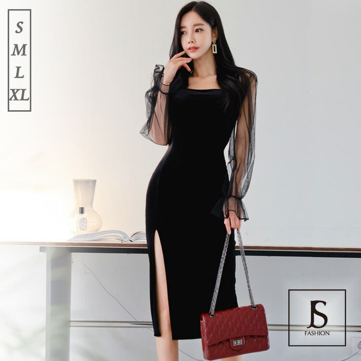 ベロアワンピース 黒 シースルー 品番 Jsfw Js Fashion ジェーエスファッション のレディースファッション通販 Shoplist ショップリスト