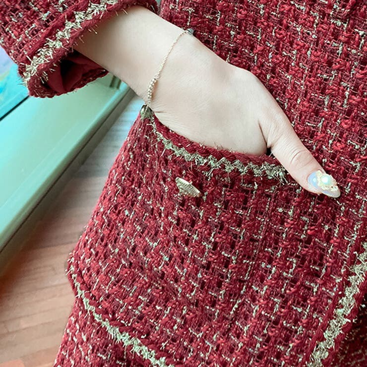 ツイード ジャケットとスカート上下セット セットアップ[品番