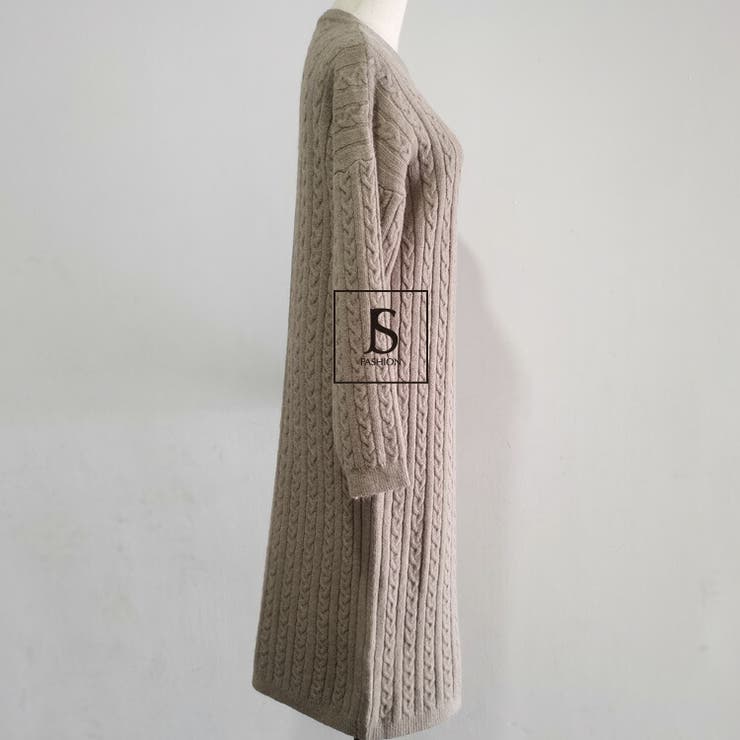 ケーブルニットワンピース 全2色 Iライン[品番：JSFW0009884