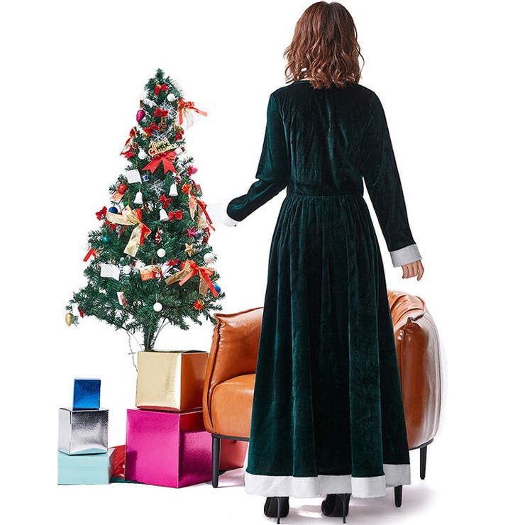 ロング丈サンタワンピース 全2色 クリスマス[品番：JSFW0009914
