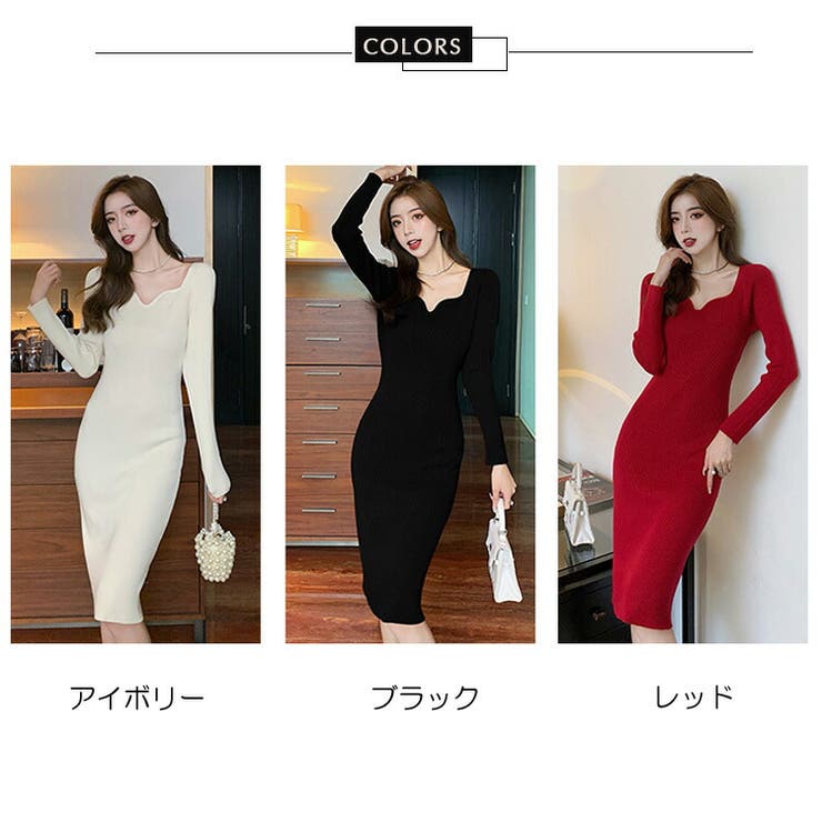 ハートカットニットワンピース ブラック ハートカットニットワンピース ミシェルマカロン - メルカリ