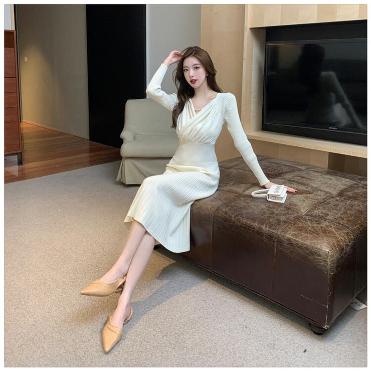 ニットワンピース 全4色 カシュクール[品番：JSFW0009819]｜JS