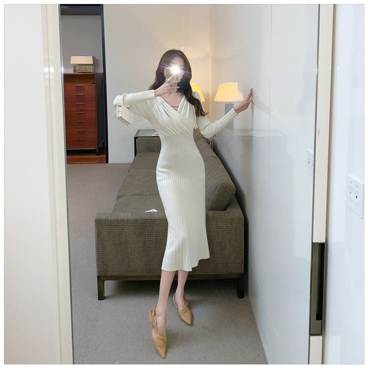 ニットワンピース 全4色 カシュクール[品番：JSFW0009819]｜JS