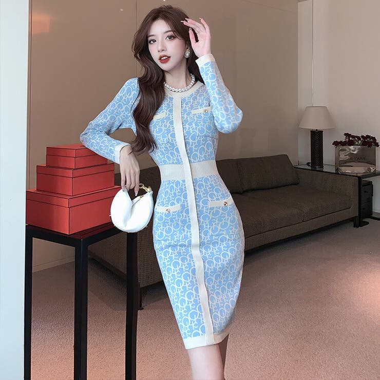ニットワンピース 全3色 総柄[品番：JSFW0009825]｜JS  FASHION（ジェーエスファッション）のレディースファッション通販｜SHOPLIST（ショップリスト）