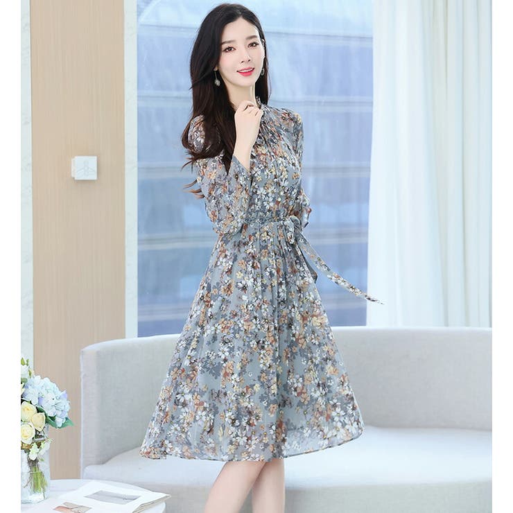 花柄 ワンピース Aライン[品番：JSFW0010369]｜JS FASHION