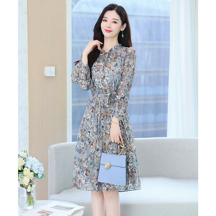 花柄 ワンピース Aライン[品番：JSFW0010369]｜JS FASHION