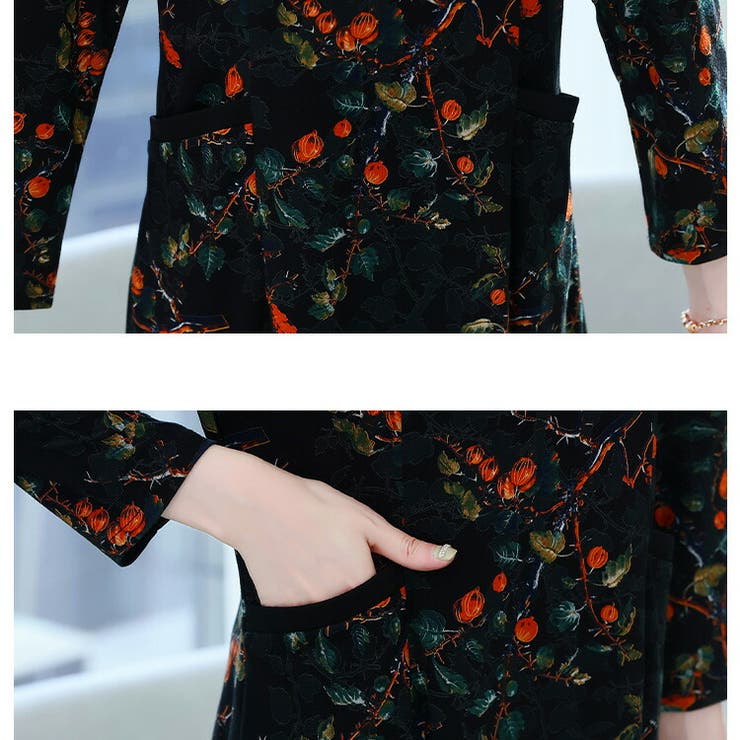 花柄 ワンピース Aライン[品番：JSFW0010370]｜JS FASHION