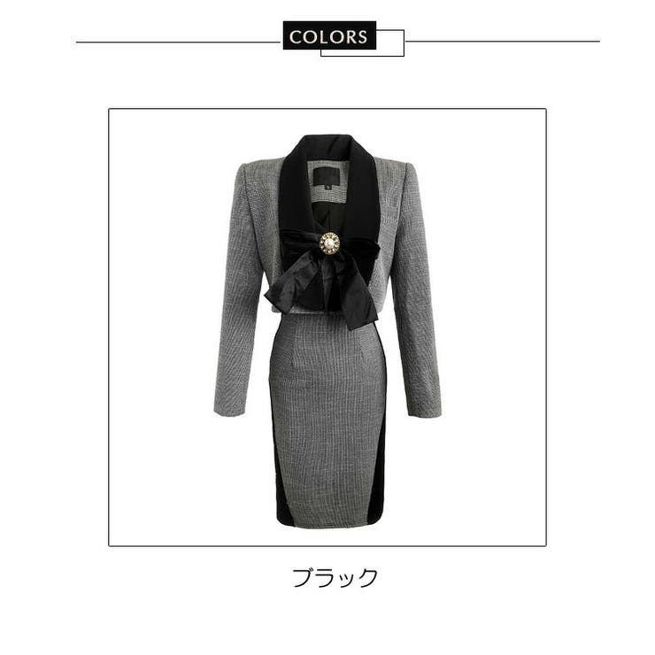 セットアップ 千鳥 ジャケット キャミワンピ セットアップ 千鳥柄 ジャケットとワンピース[品番：JSFW0009857
