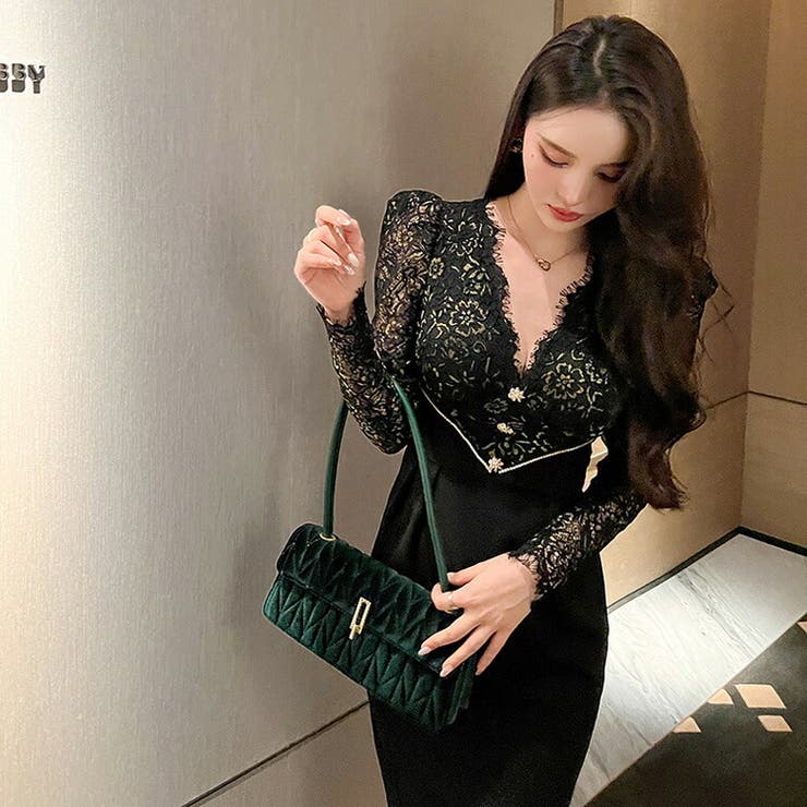 sheller デコルテレースドッキングドレスワンピース シェリエ　ブラック sheller シェリエ シアードットフリルミニドレス ブラック sheller