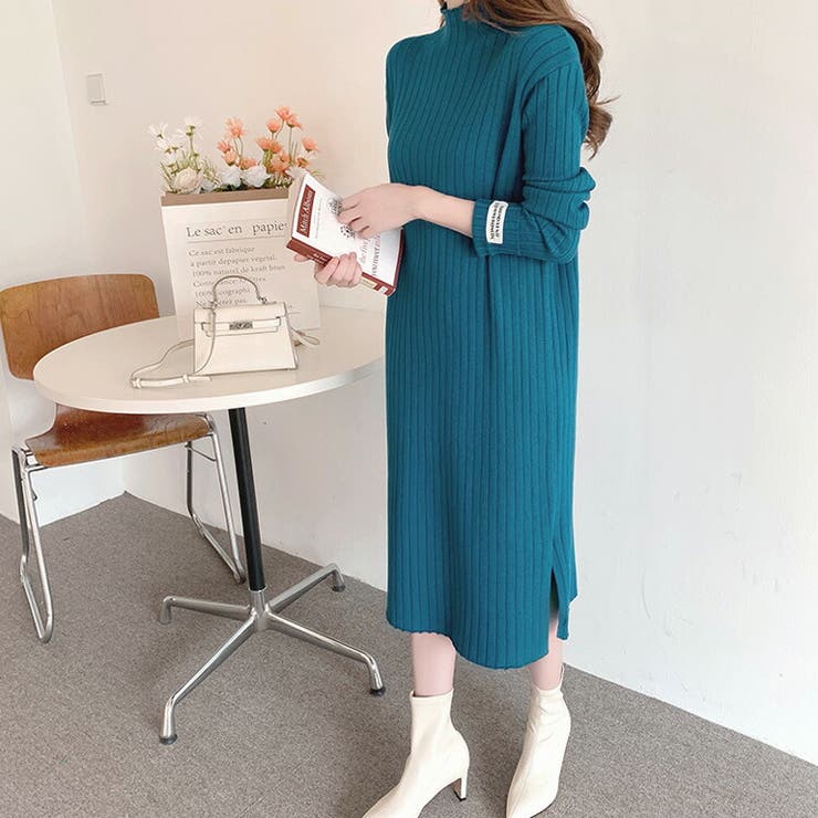 ニコアンド　MODE NORM CORE　ラガーマキシニットワンピース　М MODE NORM CORE] ラガーマキシニットワンピース | [公式]ニコアンド