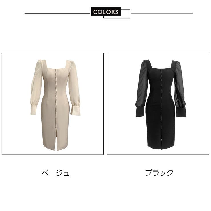 タイトワンピース 全2色 シースルー袖[品番：JSFW0011237]｜JS
