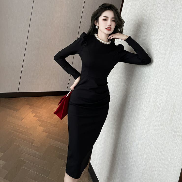 パールネックレス付 タイトワンピース シンプル[品番：JSFW0011261]｜JS  FASHION（ジェーエスファッション）のレディースファッション通販｜SHOPLIST（ショップリスト）