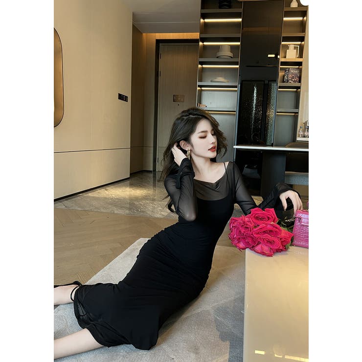 ワンピース ロング ブラック | JS FASHION | 詳細画像4 