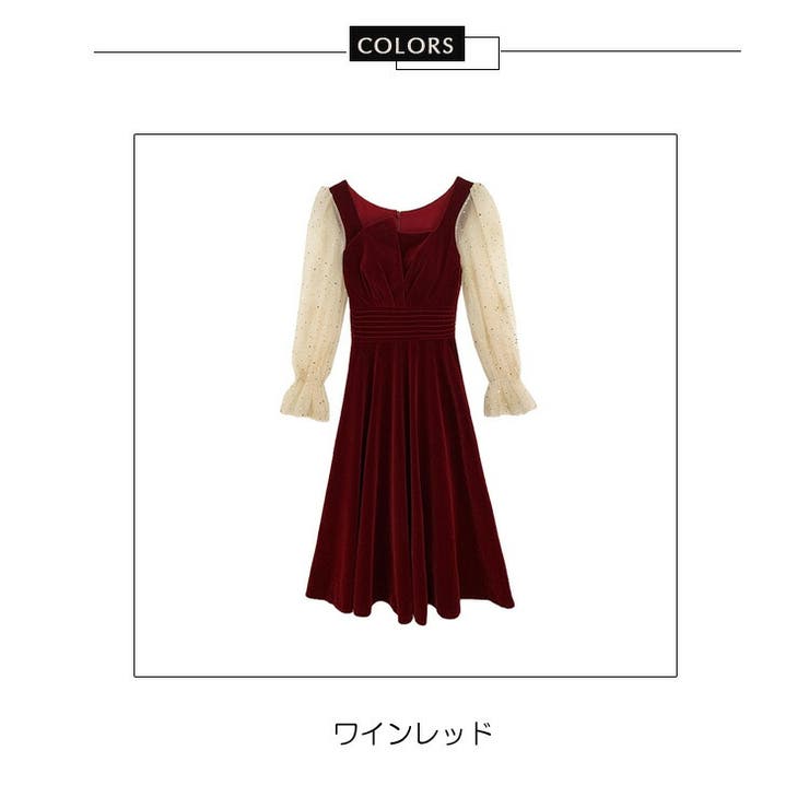 ベロアワンピース Aラインワンピース ロングワンピース[品番