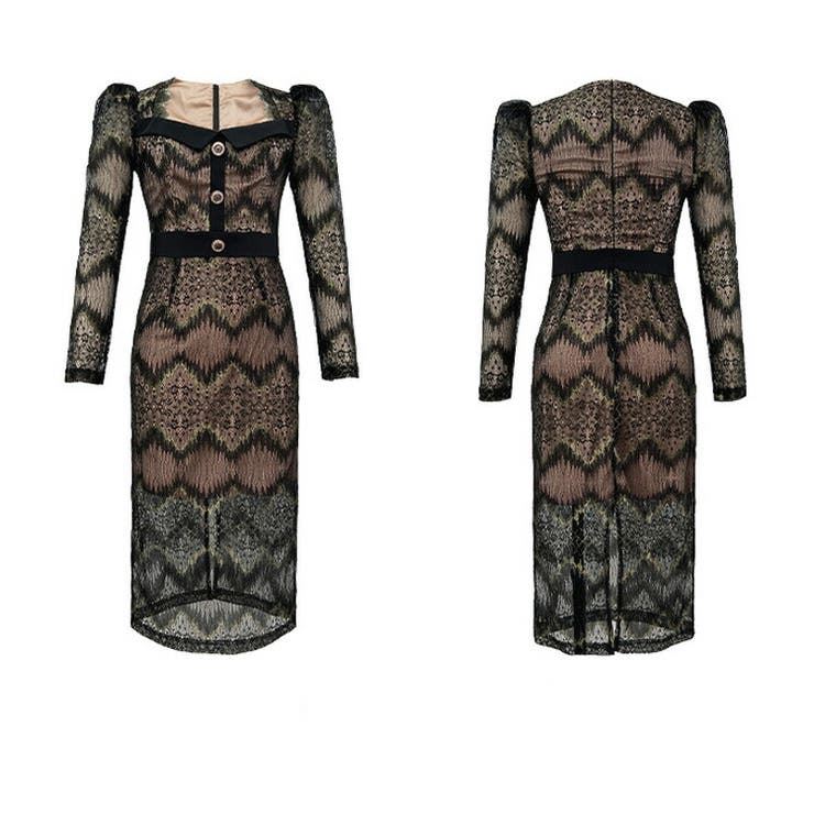 DOLCE&GABBANA 36 総レース 黒 タイトワンピース 硬く ドレス