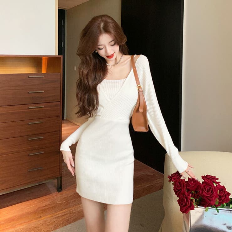 レイヤード風 ニットワンピース 全4色[品番：JSFW0009998]｜JS