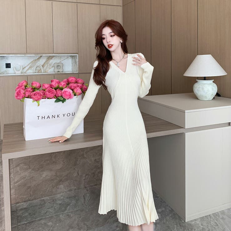 【訳あり】 ニットワンピース FASHION 長袖[品番：JSFW0010039]｜JS 全3色 Lサイズ