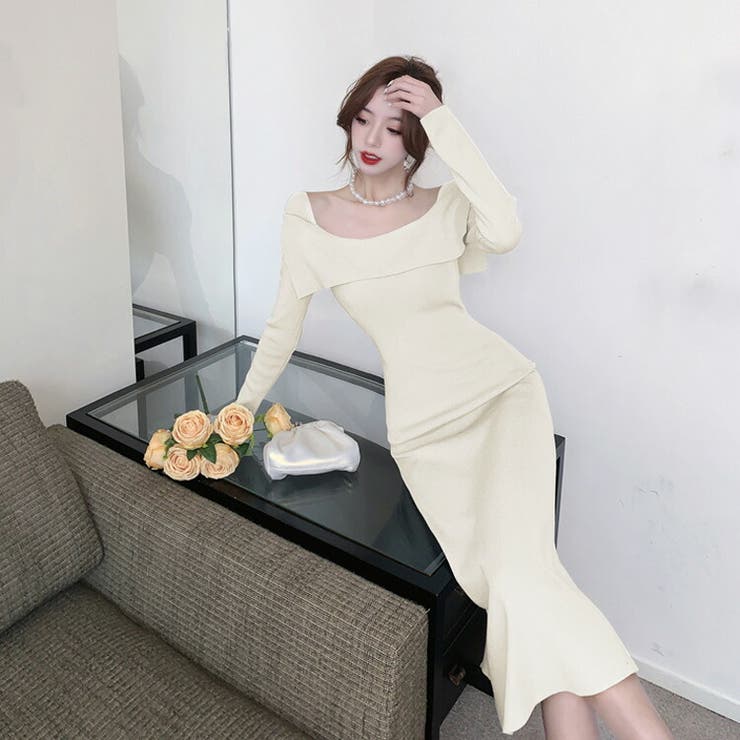 AW24 新品　Jacadi フリル付きニットワンピース　ピンク　4A ニットワンピース 全5色 襟付き[品番：JSFW0010040]｜JS FASHION