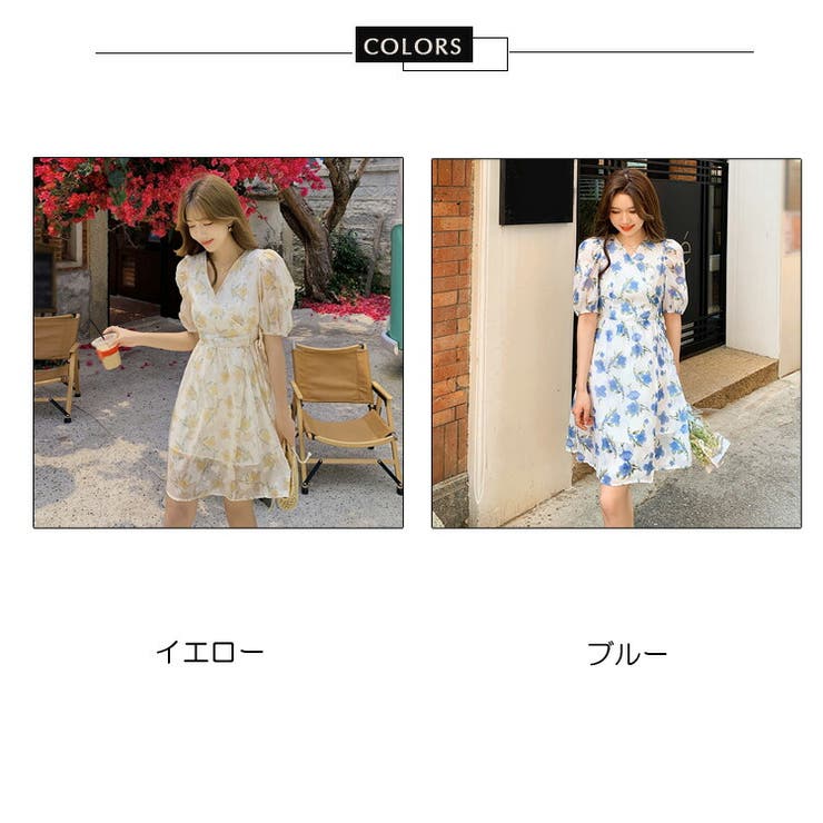花柄ラップワンピース 全2色 ミニワンピース[品番：JSFW0009608