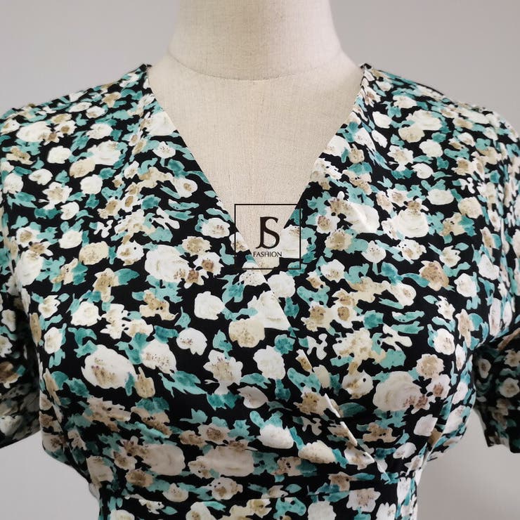 花柄ワンピース 全3色 Aラインミニワンピース[品番：JSFW0009609