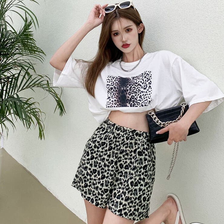 【ファッション好きが選ぶ人気ブランドランキング】 レオパード柄ショートパンツ 柄パンツ ショーパン[品番 Lサイズ