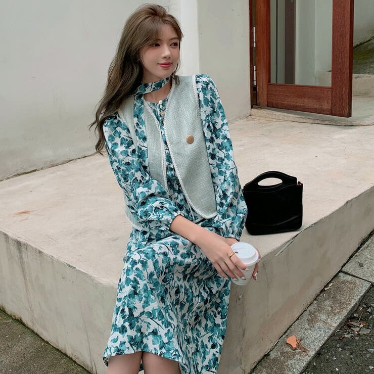 花柄ワンピース Aラインワンピース 長袖[品番：JSFW0009409]｜JS