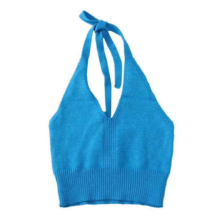 ニットショート丈トップス ホルターネック インナートップス[品番