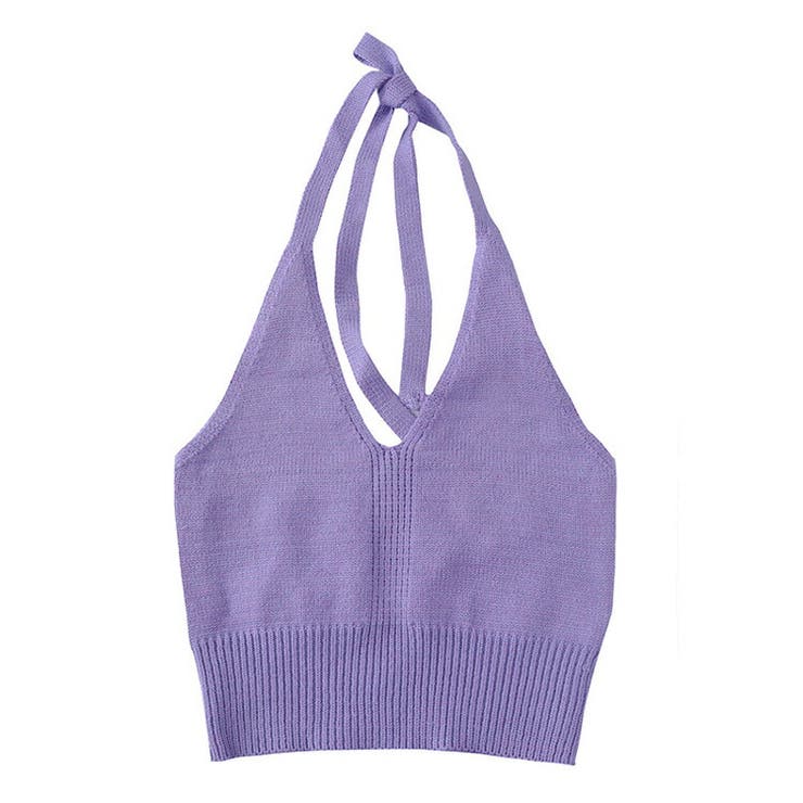 ニットショート丈トップス ホルターネック インナートップス