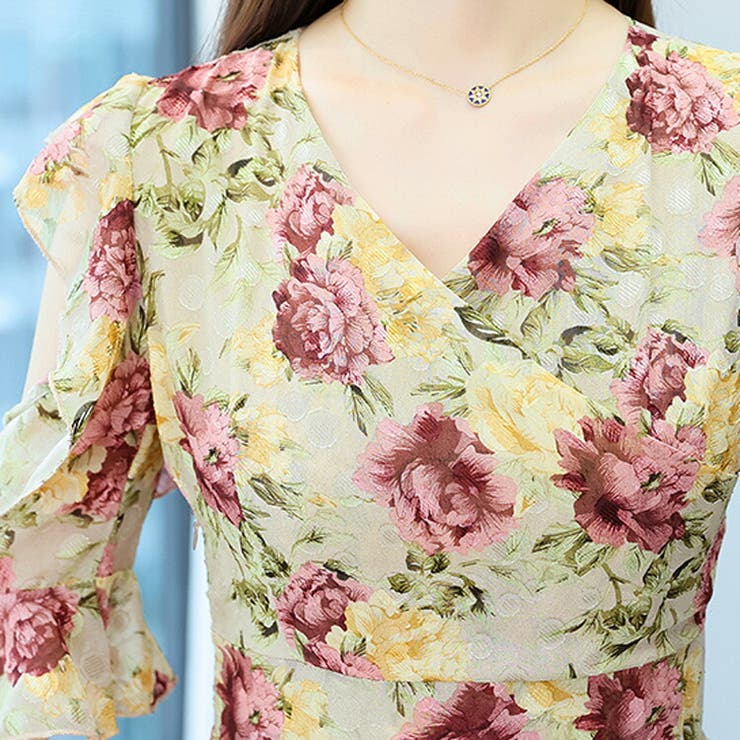 花柄 ロング ワンピース[品番：JSFW0010356]｜JS FASHION