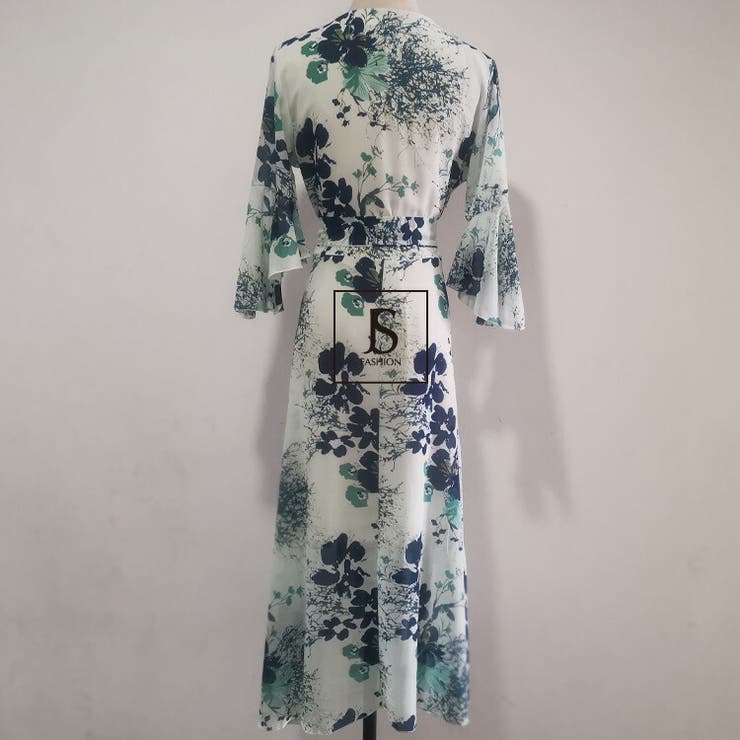 希少 極美品 SOLOV Aラインロングワンピース 花 鳥 サイズ 2 ワンピース