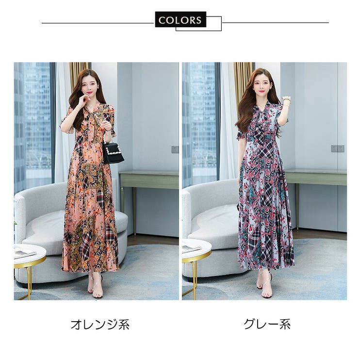 花柄 ワンピース ロングワンピ[品番：JSFW0010358]｜JS FASHION