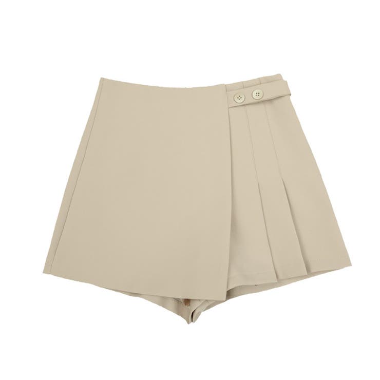 送料無料 いつまで プリーツキュロットパンツ 全3色 ラップスカート風ショート パンツ