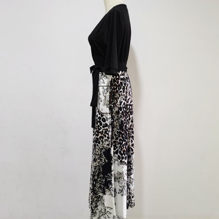カシュクールロングワンピース レオパード柄ワンピース Vネック | JS FASHION | 詳細画像7 
