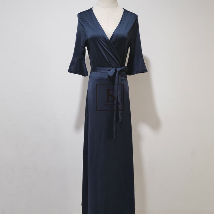 カシュクールワンピース ロングワンピース 全開[品番