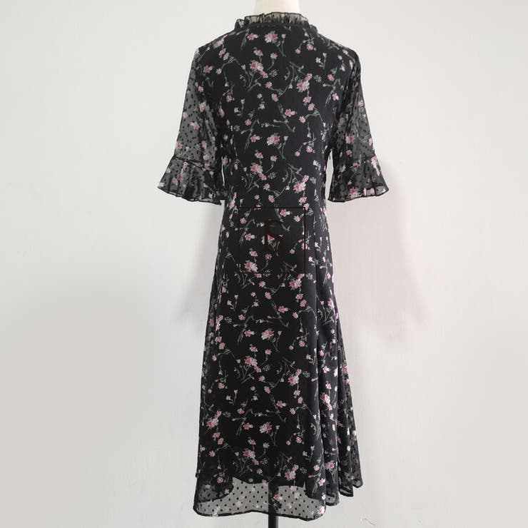 花柄ワンピース Aラインロングワンピース 花柄[品番
